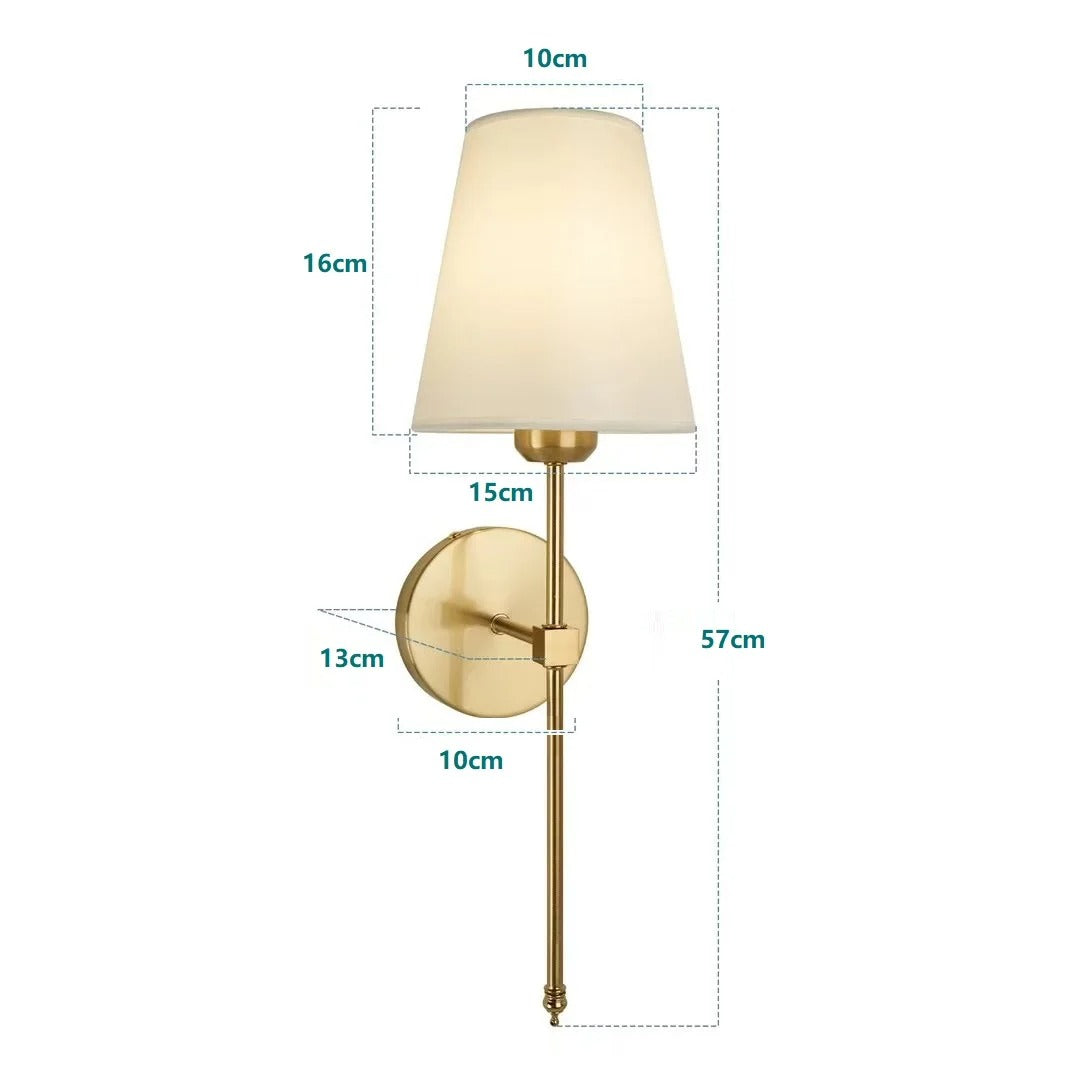 Industriële Wandlamp met Stoffen Kap – Metaal Retro Design met E27 LED – Sfeervolle Wandverlichting voor Slaapkamer, Woonkamer en Horeca