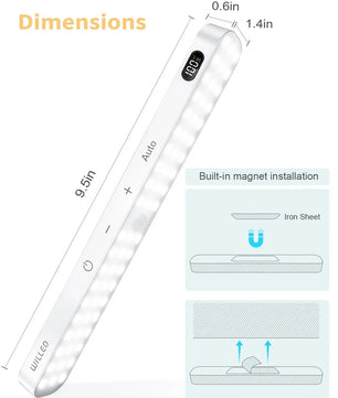 Bewegingssensor LED Kastlamp met Batterijdisplay – 60 LEDs, Dimbaar & Oplaadbaar via USB-C – Draadloze Lichtbalk voor Kast, Keuken & Nachtverlichting