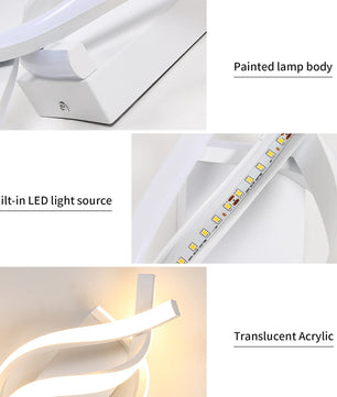 Moderne LED Wandlamp 22W – Witte Aluminium Wandkandelaar met Spiraal Design – Warm Wit 3000K voor Interieur