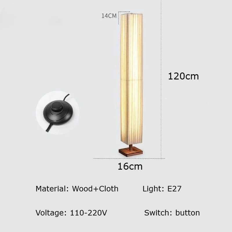 Japanse Retro LED Vloerlamp – Slanke Staande Lamp in Houtlook met Warm Sfeerverlichting – Minimalistische Designlamp voor Woonkamer en Slaapkamer