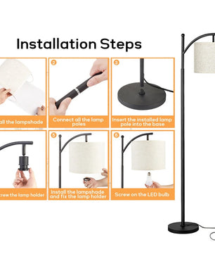 Moderne LED Vloerlamp met Verstelbare Linnen Kap – Staande Lamp met 3 Kleurtemperaturen en Voetschakelaar voor Woonkamer en Slaapkamer
