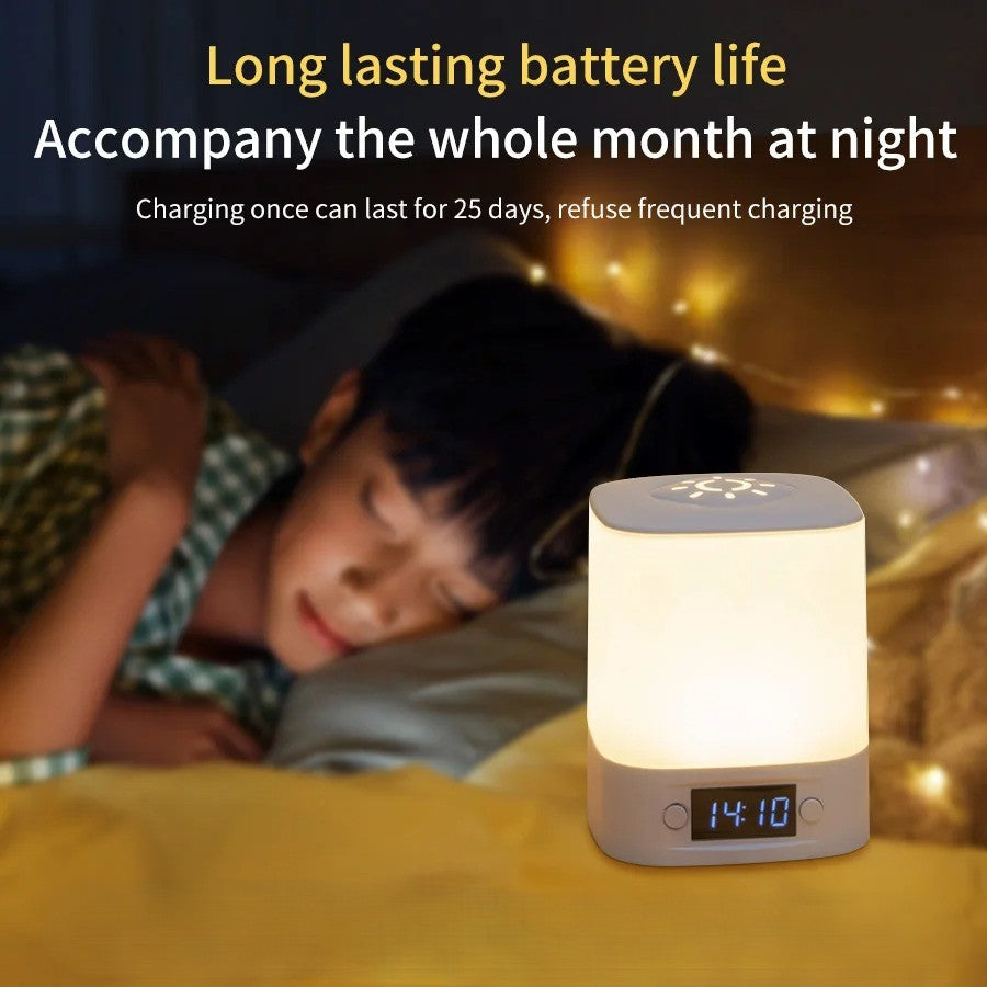 Oplaadbare LED Bureaulamp met Klok – Touch Nachtlamp met Timer en 3 Lichtkleuren voor Slaapkamer en Kinderkamer