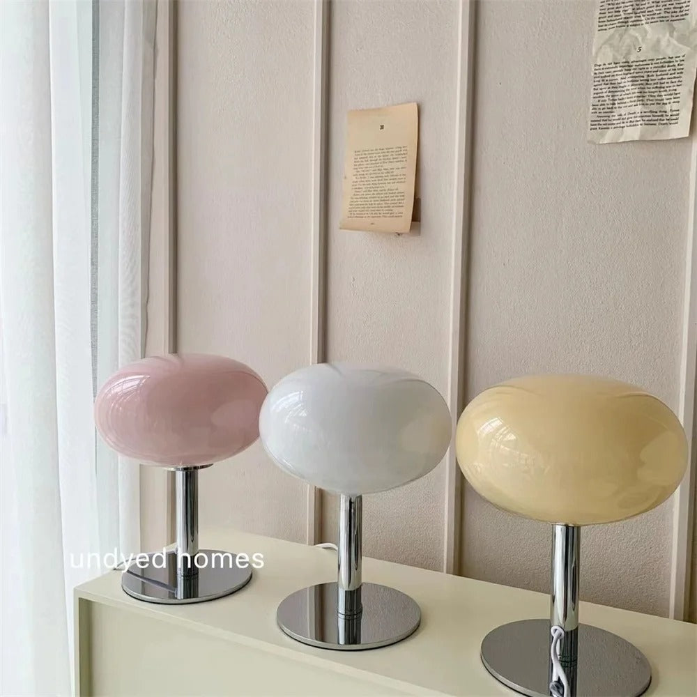 Lollipop Tafellamp – Retro Crème Glazen Tafellamp met Touch Bediening – Dimbaar en Oplaadbaar Omgevingslicht