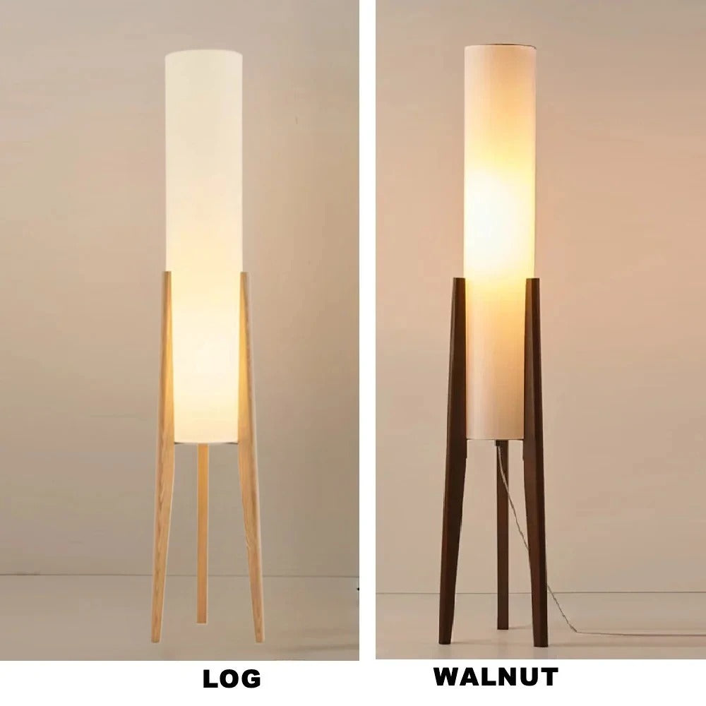 Japanse Wabi-sabi Vloerlamp van Massief Hout – Retro Staande Lamp met Stoffen Kap – Sfeervolle Hoeklamp voor Woonkamer en Slaapkamer