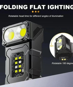 Mini USB-C Oplaadbare LED Zaklamp – Magnetisch, 180° Draaibaar & Multifunctioneel – Compacte COB Werklamp met Powerbankfunctie