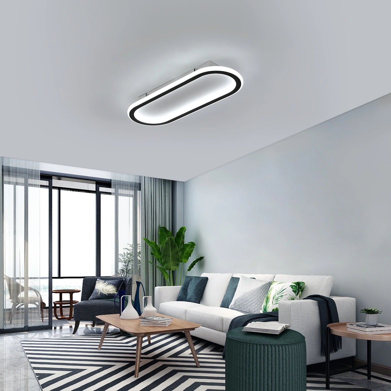 Ultradunne LED Plafondlamp 33W – Zwart Wit Design 41 cm – Koel Wit 6500K – 3712 Lumen – Slechts 4,8 cm Hoog