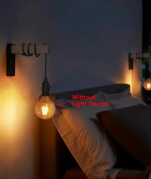 Retro Industriële Houten Wandlamp – Verstelbare E27 Wandverlichting van Hout en IJzer voor Woonkamer en Slaapkamer