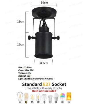 Vintage Industriële Wandlamp – Zwart Metalen Wandverlichting met Houtaccent en E27 Fitting – Retro Design voor Interieur