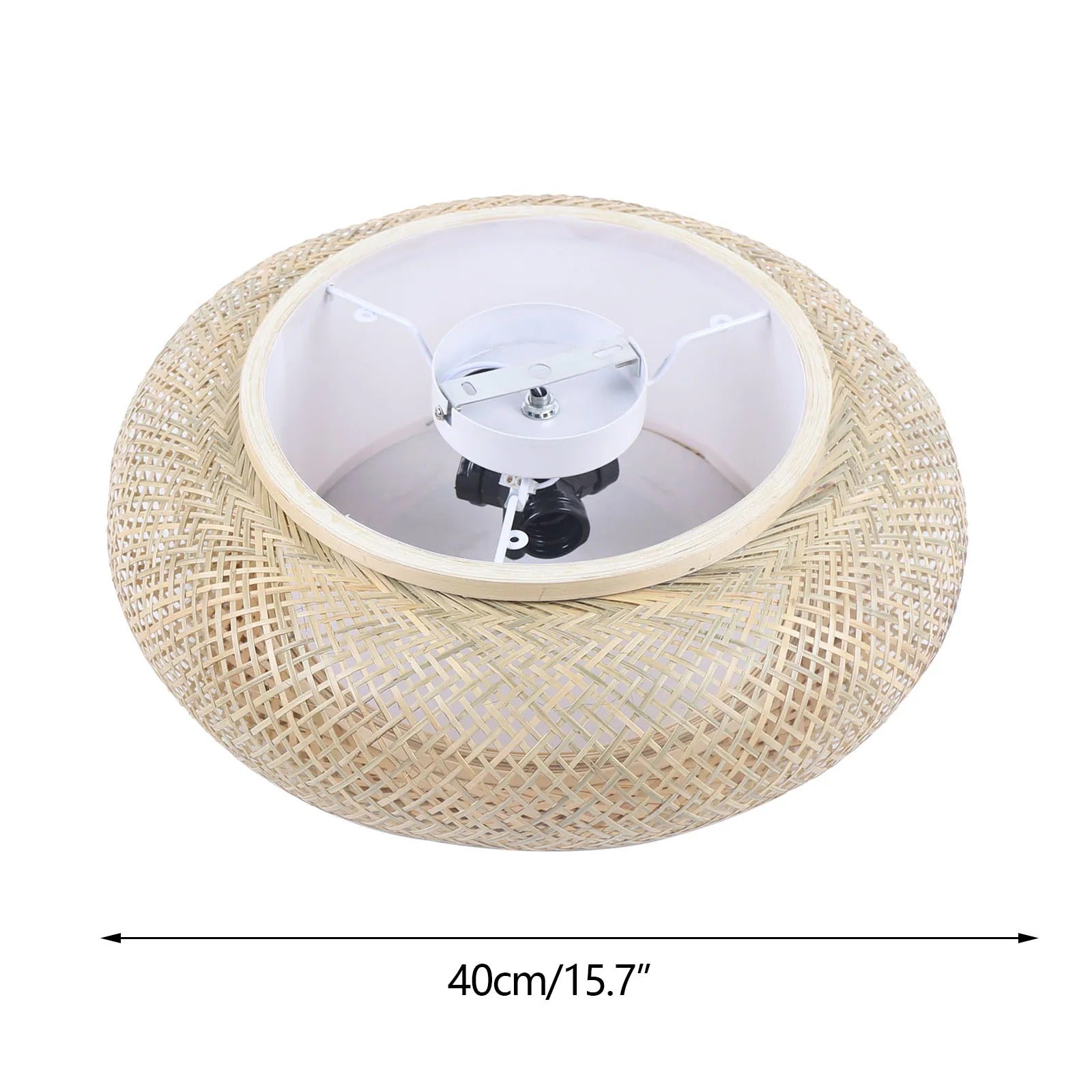 Rotan Hanglamp – Handgeweven Bamboe Plafondlamp Ø40 of Ø50 cm – Moderne Minimalistische Sfeerverlichting voor Woonkamer en Eetkamer