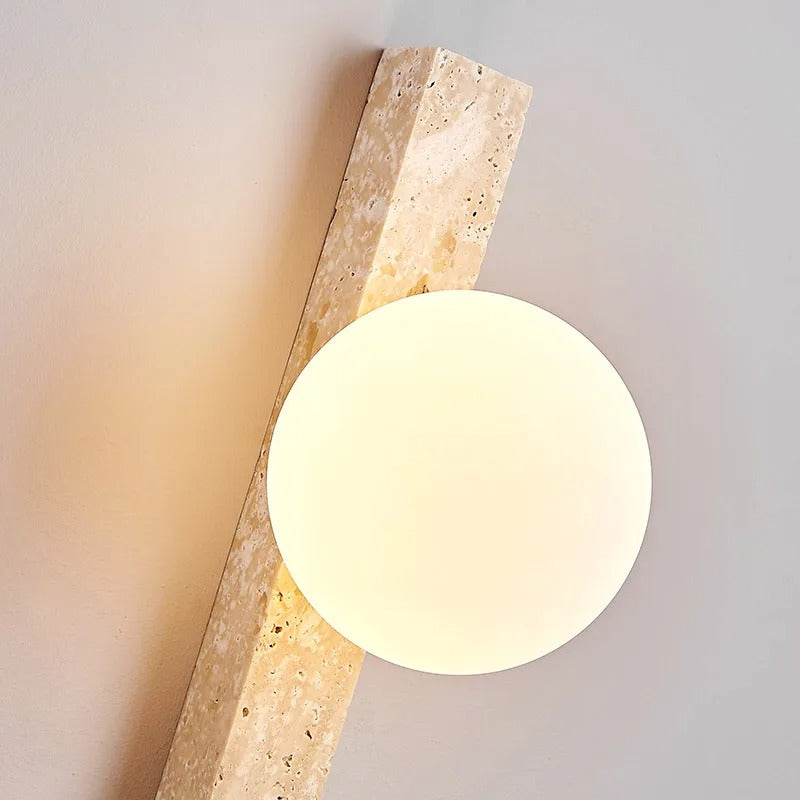 Wabi-Sabi Wandlamp van Gele Grotsteen – Retro Creatief Design voor Gang, Trap en Slaapkamer