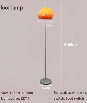 Bauhaus Retro Glazen Tafellamp – Paddenstoel Lamp met Oranje Gradiënt – Decoratieve Sfeerlamp voor Woonkamer en Slaapkamer