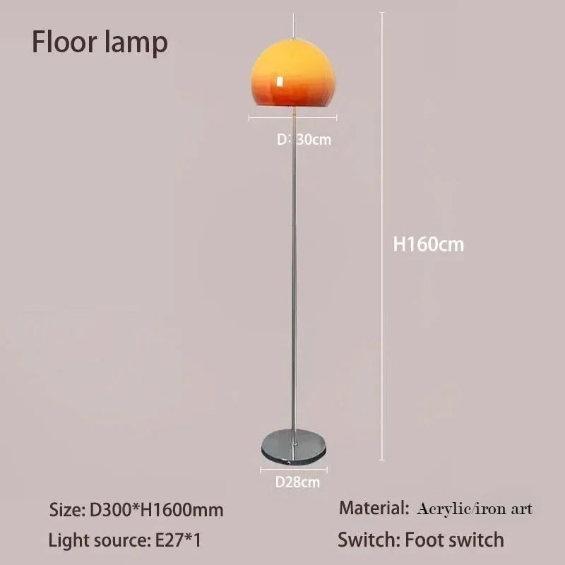 Bauhaus Retro Glazen Tafellamp – Paddenstoel Lamp met Oranje Gradiënt – Decoratieve Sfeerlamp voor Woonkamer en Slaapkamer