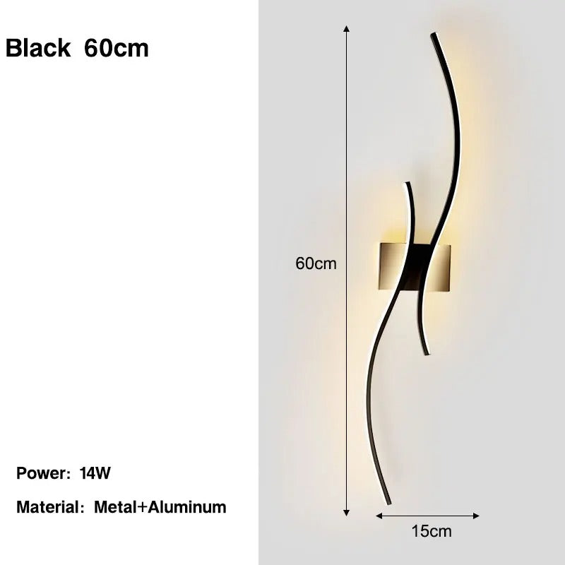 Nordic LED Wandlamp – Minimalistisch Scandinavisch Design – Zwart – Sfeervolle Wandverlichting voor Slaapkamer, Woonkamer en Gang