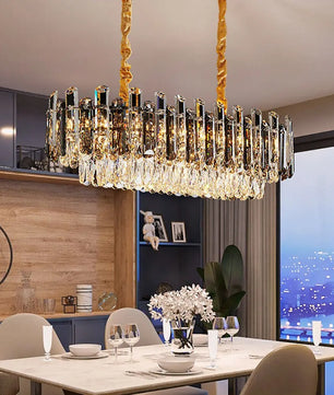 Luxe Kristallen Kroonluchter – Moderne LED Plafondlamp met E14 Fittingen in Goud