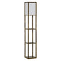 Vloerlamp met 3 Opbergplanken – Moderne Staande Lamp van MDF met E27 Fitting – Functionele Verlichting en Opbergruimte voor Woonkamer en Slaapkamer