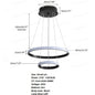 2-Ring Zwarte Hanglamp – Moderne LED Plafondlamp van Aluminium met Dubbele Ronde Ringen – 27W Koud Wit Licht 6500K voor Woonkamer en Eetkamer