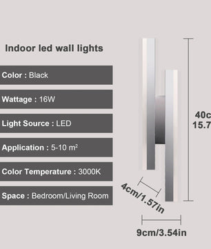 Moderne LED Wandlamp – 16W Parallel Design – Warm Wit 3000K – Wit Metaal – Voor Gang, Hal en Slaapkamer