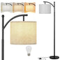 Moderne LED Vloerlamp met Verstelbare Linnen Kap – Staande Lamp met 3 Kleurtemperaturen en Voetschakelaar voor Woonkamer en Slaapkamer