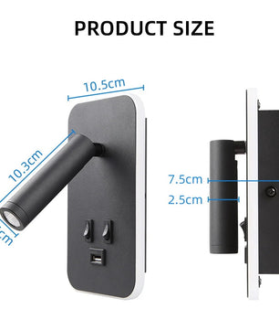 Nachtkastje Wandlamp met USB – 3-in-1 LED Leeslamp en Wandverlichting met Draaibare Spot