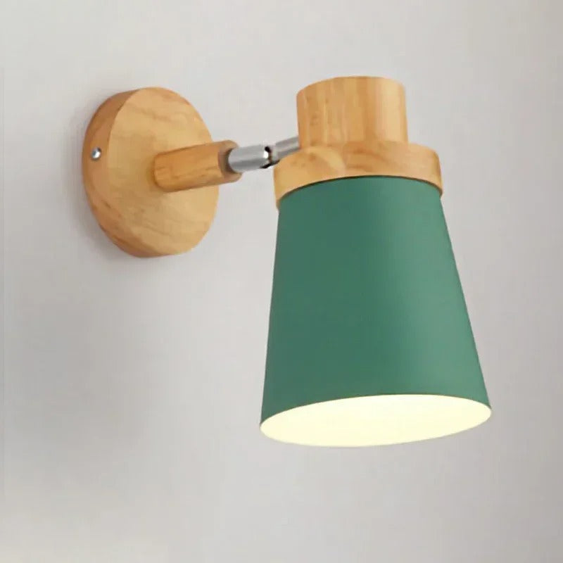 Moderne LED Wandlamp – IJzer en Hout met E27 Fitting – Macaron Design voor Woonkamer en Slaapkamer