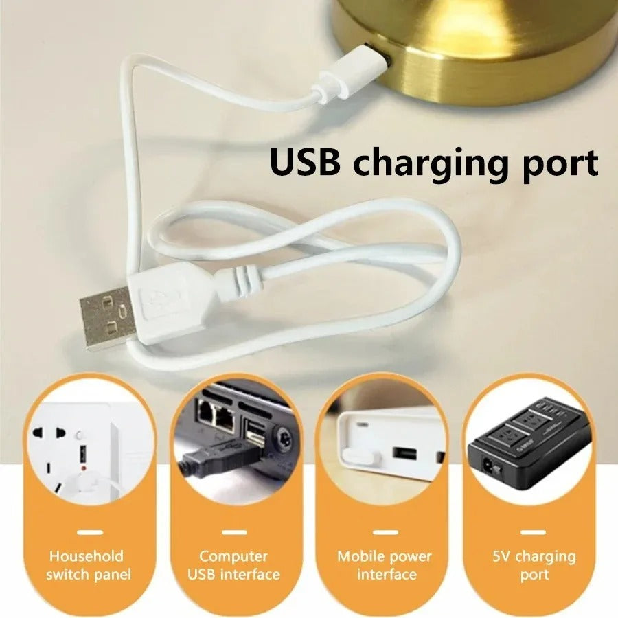 Oplaadbare LED Tafellamp met Touch Bediening – Retro Design – Dimbaar met 3 Lichtkleuren en Type-C Opladen