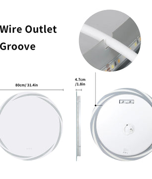 Ronde LED Badkamerspiegel met Anticondens en Backlight – Touchbediening, Geheugenfunctie & 3 Lichtkleuren – Moderne Wandspiegel voor Badkamer