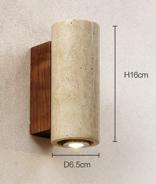 Stenen Wandlamp Travertijn – Luxe Natuursteen Wandverlichting met E27 Fitting en Up Down Light