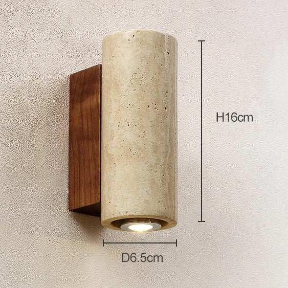 Stenen Wandlamp Travertijn – Luxe Natuursteen Wandverlichting met E27 Fitting en Up Down Light