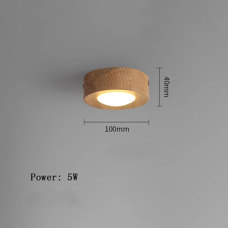 LED Plafondlamp van Hout – Moderne Opbouwlamp met Walnoot en Es Accenten – Minimalistische LED Binnenverlichting voor Woonkamer en Gang