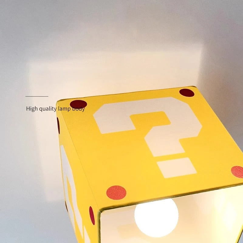 Gele Vraagteken Plafondlamp – Creatieve Kinderkamerlamp van Stof en Smeedijzer – E27 – 3 Lichtkleuren, Optioneel met Afstandsbediening