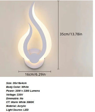 Moderne LED Wandlamp – Vlamvormig Design – Metalen Wandverlichting 10W 3000K Warm Wit voor Slaapkamer & Woonkamer