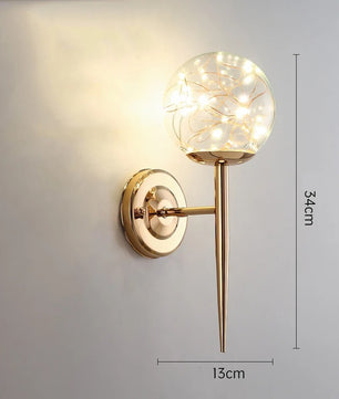 Glazen Ster Wandlamp – Moderne LED Wandverlichting van Glas en Metaal – Decoratieve Sfeerlamp voor Slaapkamer en Woonkamer