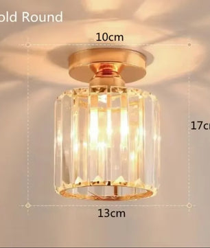 Moderne Gouden Plafondlamp – 3-Lichts Semi-Inbouw met Kristalglas voor Keuken en Woonkamer