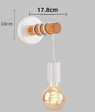 Retro Houten Wandlamp – Vintage Design met E27 Fitting – Sfeervolle Wandverlichting voor Woonkamer en Slaapkamer