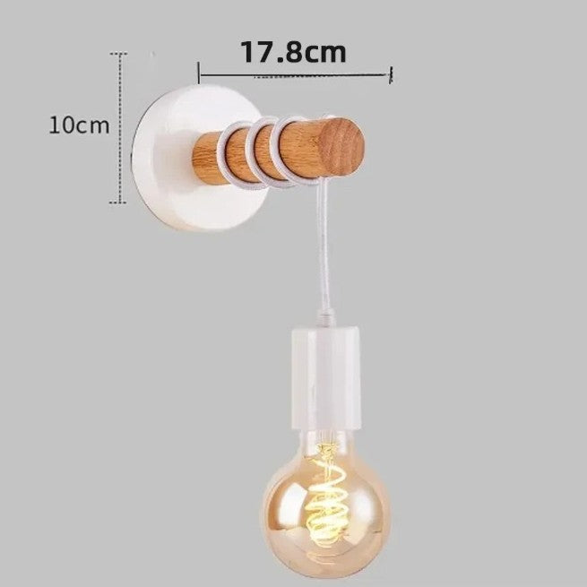 Retro Houten Wandlamp – Vintage Design met E27 Fitting – Sfeervolle Wandverlichting voor Woonkamer en Slaapkamer