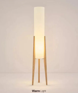 Japanse Wabi-sabi Vloerlamp van Massief Hout – Retro Staande Lamp met Stoffen Kap – Sfeervolle Hoeklamp voor Woonkamer en Slaapkamer