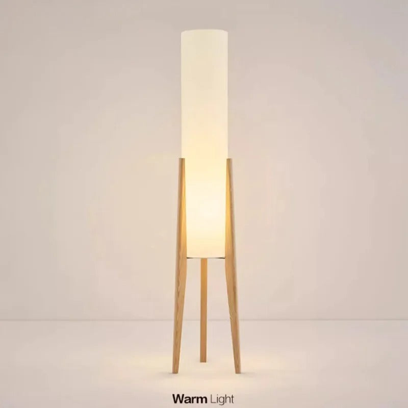Japanse Wabi-sabi Vloerlamp van Massief Hout – Retro Staande Lamp met Stoffen Kap – Sfeervolle Hoeklamp voor Woonkamer en Slaapkamer