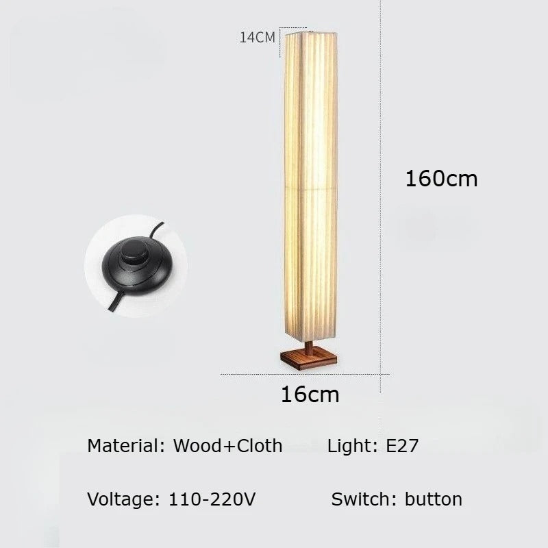 Japanse Retro LED Vloerlamp – Slanke Staande Lamp in Houtlook met Warm Sfeerverlichting – Minimalistische Designlamp voor Woonkamer en Slaapkamer