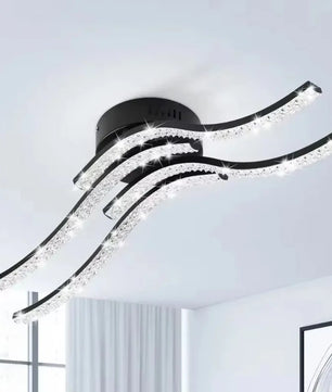 LED Kroonluchter – Moderne 3-Armige Golvende Plafondlamp van Metaal en Acryl met Geïntegreerde LED – Design Verlichting voor Woonkamer en Eetkamer