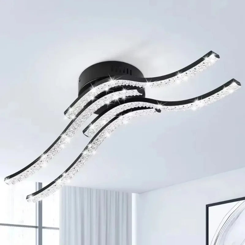 LED Kroonluchter – Moderne 3-Armige Golvende Plafondlamp van Metaal en Acryl met Geïntegreerde LED – Design Verlichting voor Woonkamer en Eetkamer