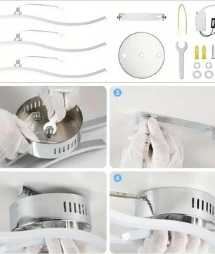 Moderne LED Kroonluchter – 3-Armig Golvend Design – 21W Chroom – Koel Wit 5500K voor Woonkamer, Eetkamer en Hal