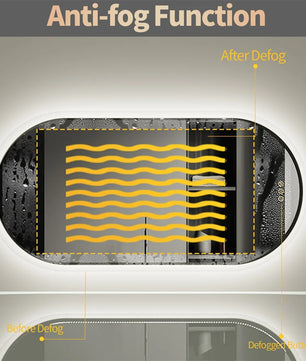 Ovale LED Badkamerspiegel met Touchscreen – Anticondens, Backlight & 3 Kleurstanden – Frameloze Spiegel met Verlichting voor Badkamer