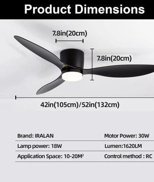 Minimalistische Plafondventilator met LED – Scandinavisch Modern Design met Afstandsbediening, 6 Snelheden en Stille DC-Motor voor Woonkamer en Slaapkamer