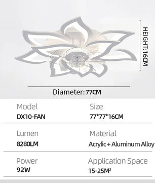 Moderne LED Plafondventilator – Slimme Ventilatorlamp met Dimbare Verlichting, App en Afstandsbediening, Stille DC-Motor en 6 Snelheden voor Woonkamer en Slaapkamer