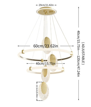 3-Lagen LED Kroonluchter met Acryl Waterdruppels – Moderne Plafondlamp met 3 Lichtkleuren en Verstelbare Ophanging