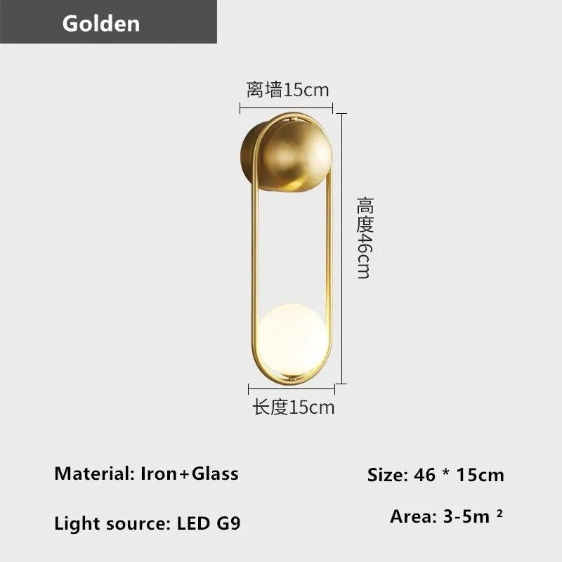 Minimalistische LED Wandlamp – Nordic Luxe Design met Metaal en Mat Glas – Moderne Wandverlichting voor Slaapkamer, Hal en Woonkamer