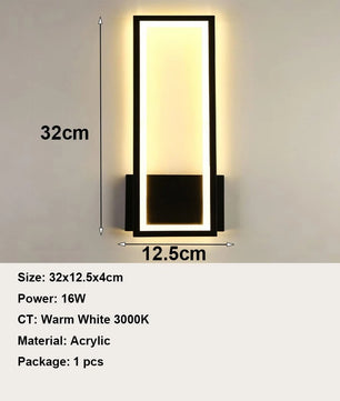 Moderne LED Wandlamp – 16W Acryl Wandverlichting – Zwart – Warm Wit 3000K – Voor Gang, Trap en Woonruimte