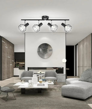 LED Spotlightset 4-Vlam Zwart – Draaibare Plafond- en Wandlamp – E14 Fitting – Inclusief 4× 6W LED Lampen
