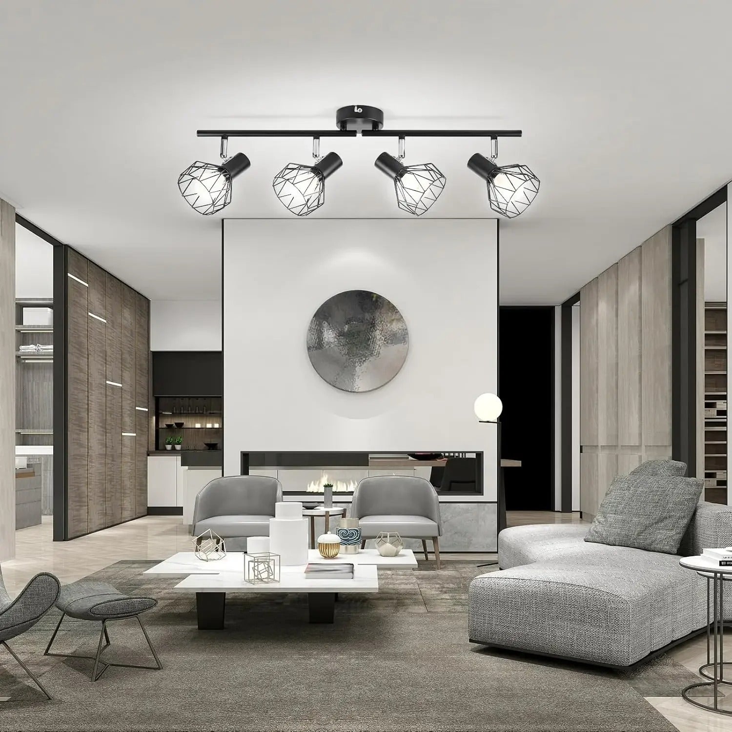 LED Spotlightset 4-Vlam Zwart – Draaibare Plafond- en Wandlamp – E14 Fitting – Inclusief 4× 6W LED Lampen