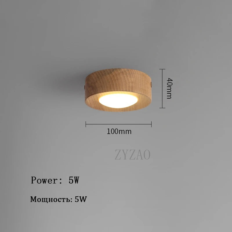 Walnoot Houten LED Plafondlamp – Moderne Minimalistische Plafondverlichting voor Gang en Kamer